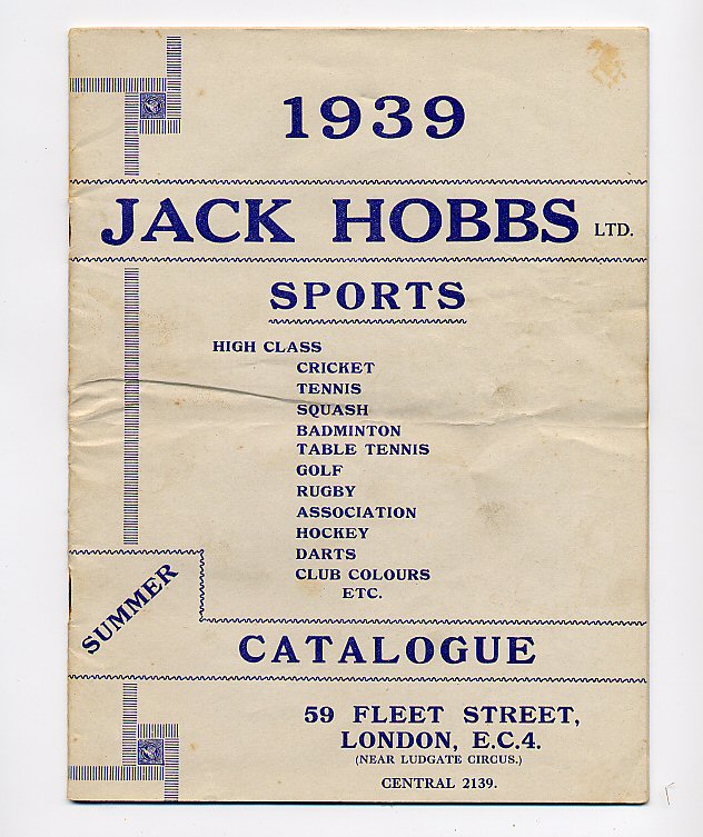 [JACK HOBBS] - Jack Hobbs Sports Catalogue Summer 1939