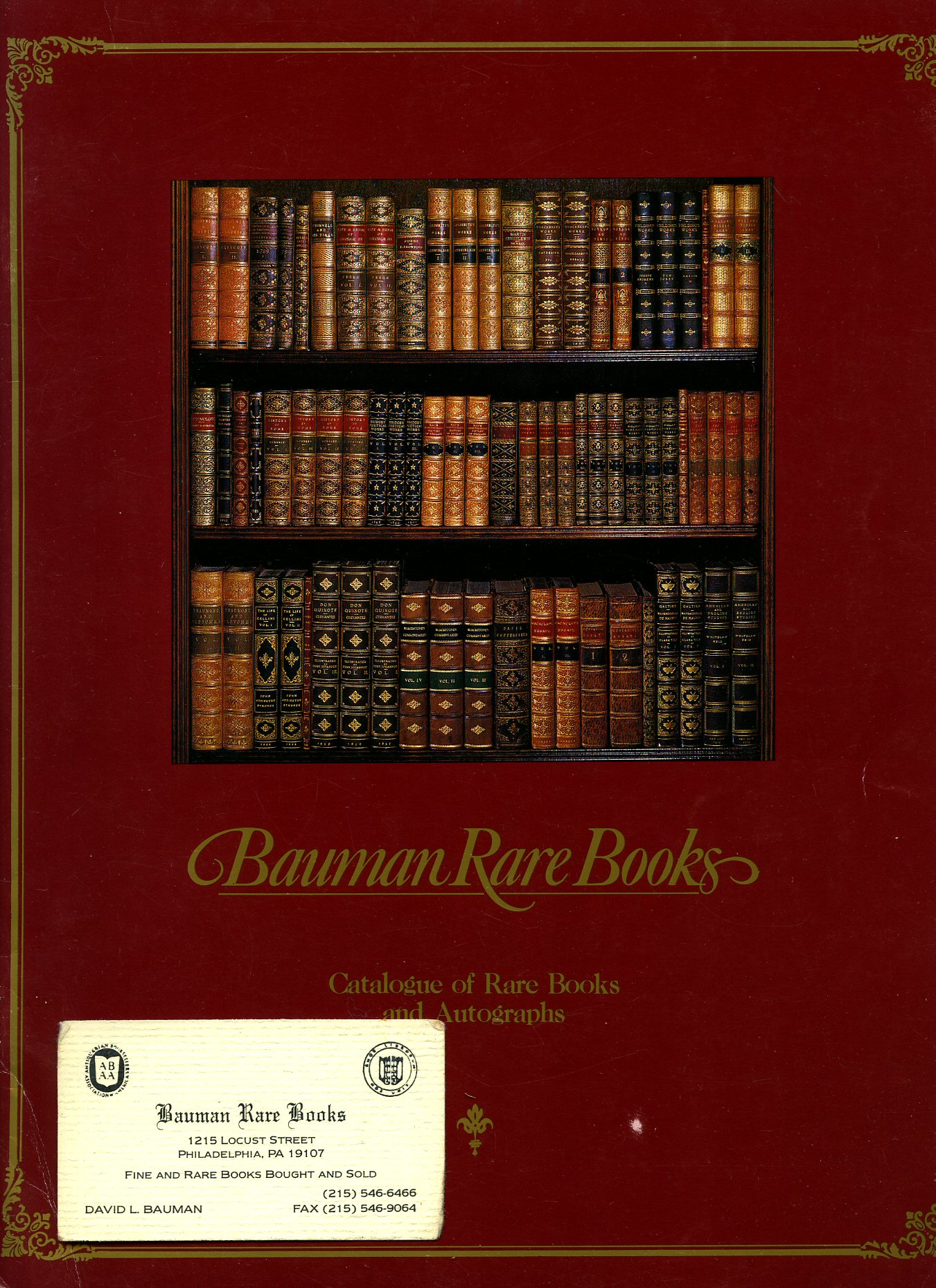 Bauman Rare Books: A Catalogue of Rare Books and Autographs. Code: RED